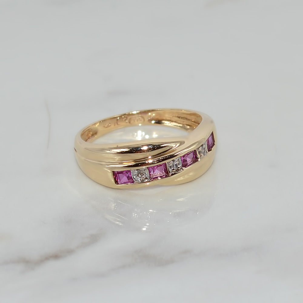 9ct Solid Yellow Gold Hallmarked Natural Ruby Diamond Ring