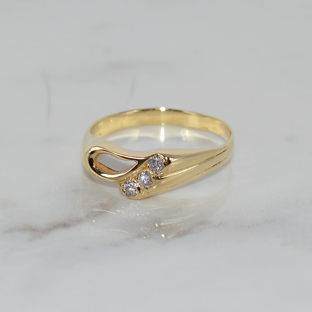 14ct Solid Yellow Gold Natural Diamond Ring