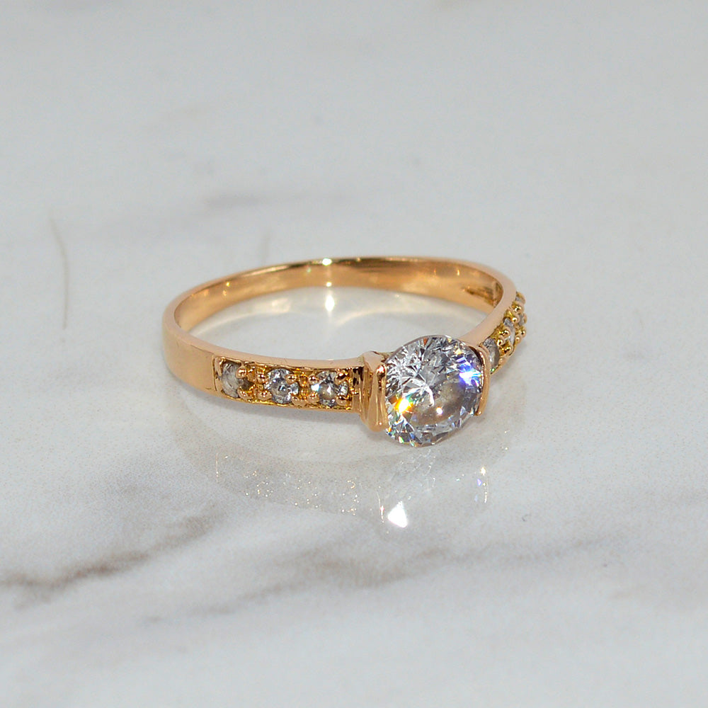 18ct Solid Rose Gold Hallmarked CZ Ring