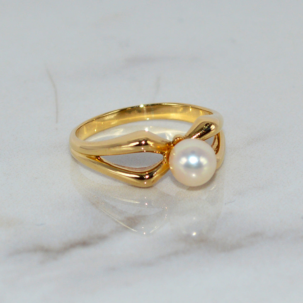 18ct Solid Yellow Gold Hallmarked Natural Southern Sea Pearl Ring