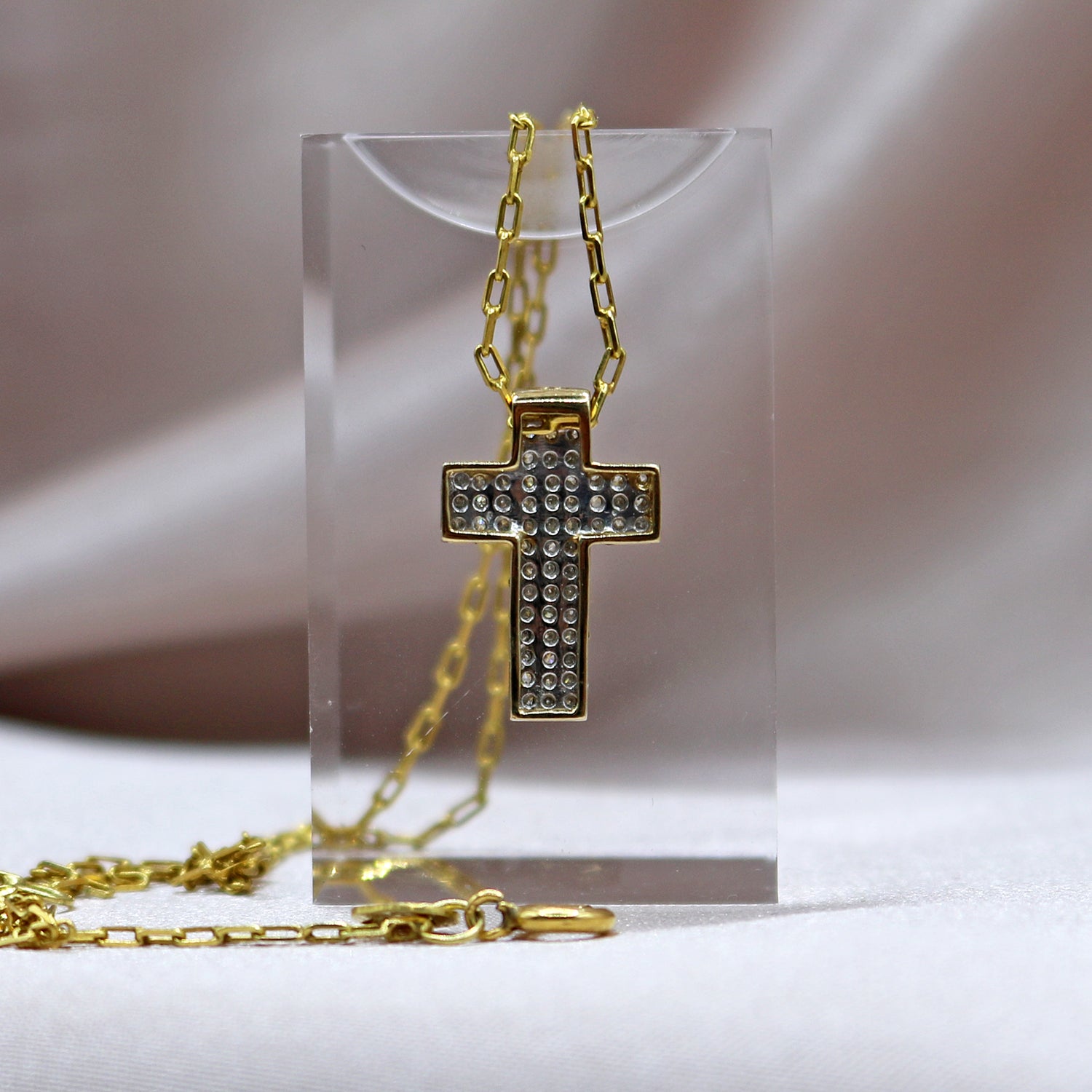 9ct Solid Yellow Gold Hallmarked Diamond Crucifix Cross Pendant
