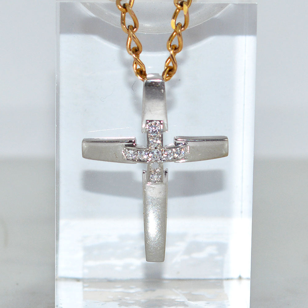 9ct Solid White Gold Crucifix Pendant Cross Hallmarked