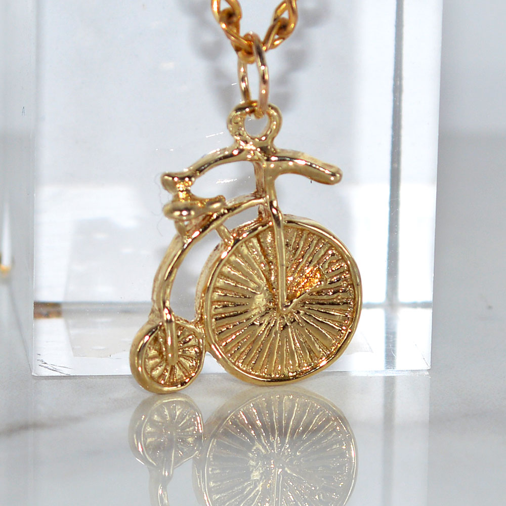 9ct Solid Yellow Gold Bicycle Pendant Hallmarked