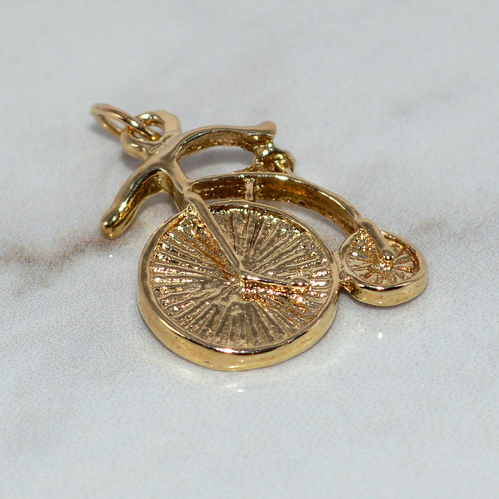 9ct Solid Yellow Gold Bicycle Pendant Hallmarked
