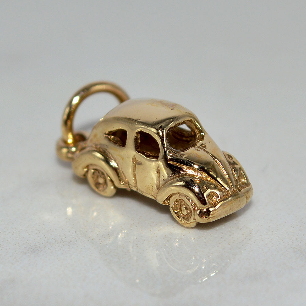 9ct Solid Yellow Gold Car Pendant Hallmarked Double Sided