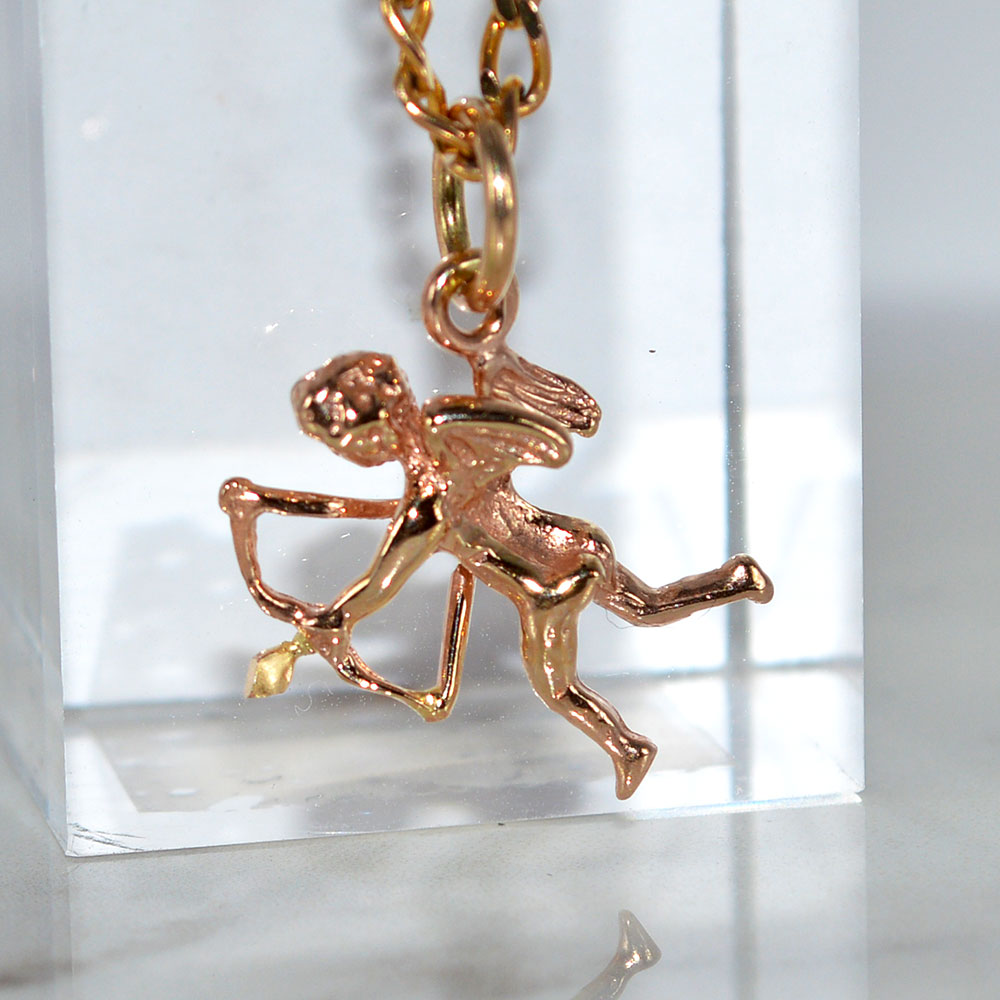 9ct Solid Yellow Gold Cupidon Pendant Hallmarked Double Sided