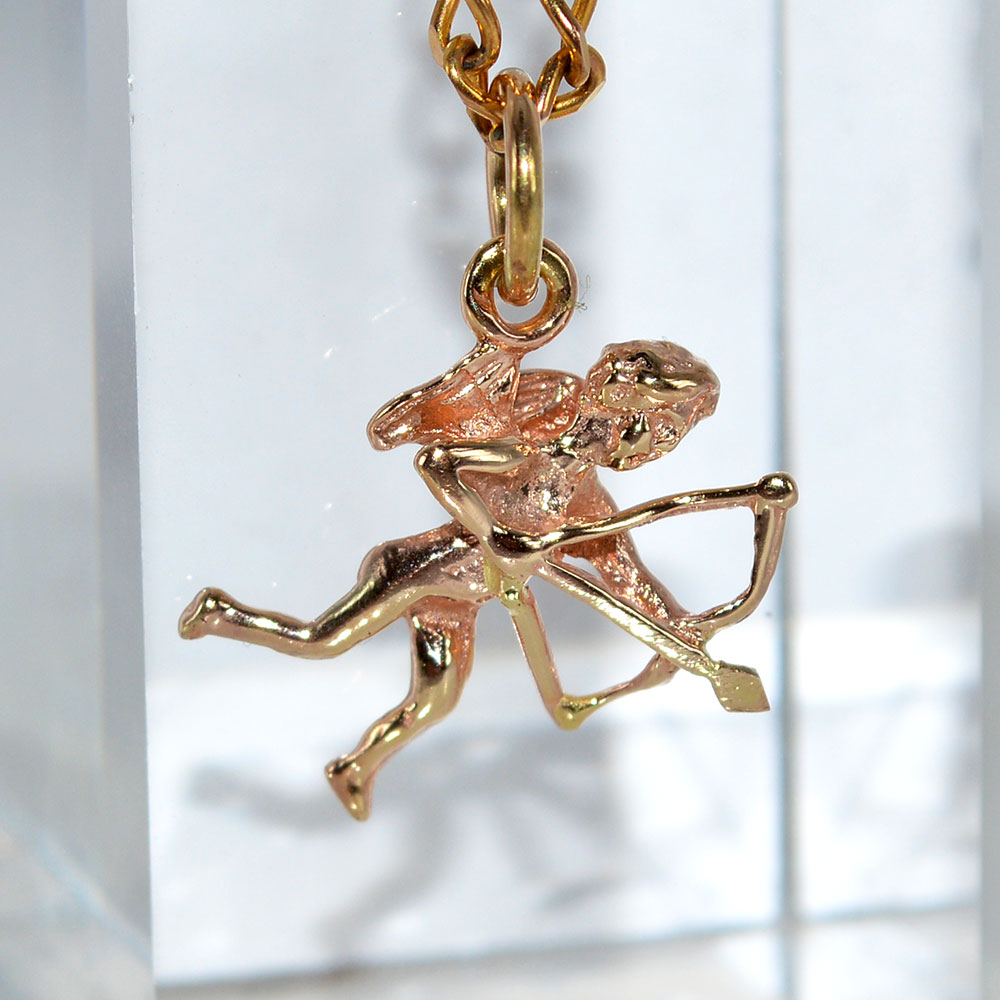 9ct Solid Yellow Gold Cupidon Pendant Hallmarked Double Sided
